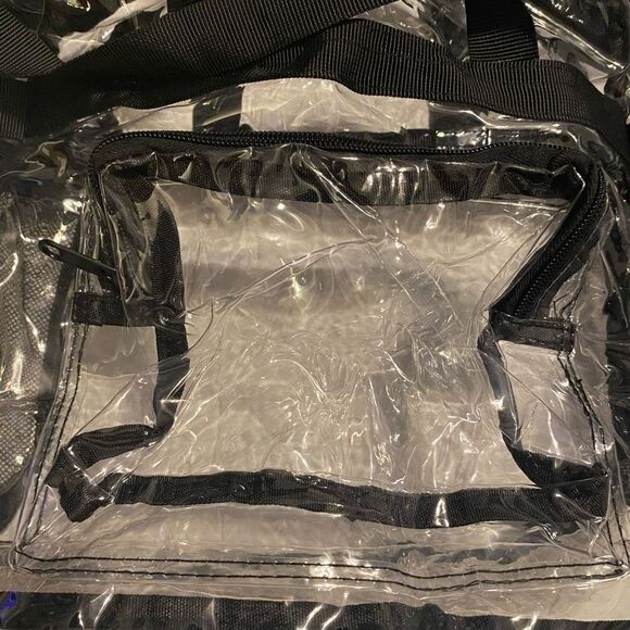 MAY TREE Clear Tote Shoulder  Stadium‎ Bag with Black Trim 11X4X15 - Picture 7 of 8